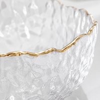 Salad Bowl with Lid, Set of 2 Thick-Walled Glass Bowls with Gold Rim, Japanese Serving Bowl for Families, Transparent Salad Bowl