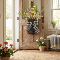 Easter Spring Flower Wall Basket Spring Flower Basket Decor Handwoven Spring Floral Door Hanger for Home, Hallway, Entryway