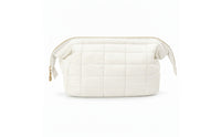 Quilted Cosmetic Bag Small Padded Makeup Bag Makeup Pouch with Zipper Portable Toiletry Pouch Soft for Women, Bathroom, Gym