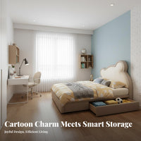 Kids Bed with Storage Modern Simple Modern Children Storage Bed Soft Upholstery children's Furniture for Young Children, Parents