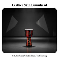 Natural Goatskin Head Elephant Carved Djembe Beginner Friendly African Djembe Drum Handmade Percussion Instrument Rich Resonant Sound for Beginners, Children, Musicians, Home Practice, Live Performance, Meditation Sessions