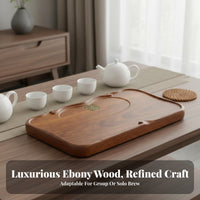 Traditional Design Water-Draining Tea Tray Artisan-Made Carved Drainage Platter Integrated Filter Serving Ware Easy to Clean for Cultural Hobbyists, Gift Givers, Homeowners, Living Room, Home, Study, Office