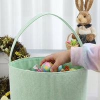 Striped Easter Tote Adorable Design Easter Egg Search Bag Reusable Children's Candy Pail for Young Children, Grandparents, Outdoor, Home, Handbag for Women and Men