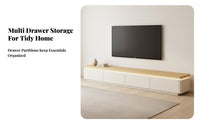 2 Pieces Rounded Corner TV Cabinet and Coffee Table Modern Minimalist Design TV Stand with Storage Curved Corners Media Console Set for Homeowners