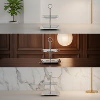 Dessert Display Stand with Circular Grip Handle Tabletop Two-Tier Display Stand Stable Tiered Serving Tray for Weddings