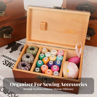 Chinese Design Sewing Storage Box With Compartments Wooden Sewing Box Large Capacity Retro Needlework Storage Case for Embroidery Enthusiasts