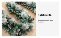 Snow Flocked Garland Pre-Decorated Snow Flocked Holiday Garland Full and Full House Decoration for Window Display, Doorway, Mantelpiece