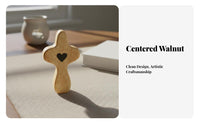 Wooden Thumb Cross Hand Polished Handheld Comfort Cross Smooth Touch for Members, Grieving Individuals, Easy to Carry, Holidays, Meditation