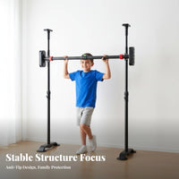 Anti-Slip Design No-Drill Chin-up Bar Stable 8-Point Support Chin-up Bar Heavy-Duty Steel Construction Home Fitness Equipment for Family, Beginners, Women, Strength Training, Hallway, Garage