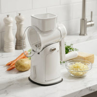 5-Blade Manual Countertop Rotary Drum Cutter Space-Saving Mandoline Cutter with Suction Base for Meal Prep