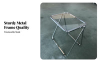 Foldable Design Clear Folding Table Space-Saving Portable Desk Transparent Top Workstation Multi-Purpose for Students, Apartment Dwellers, Remote Workers, Small Spaces, Study, Bedroom, Living Room