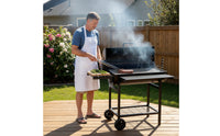 Briquette Grill with Lid Outdoor Briquette Grill with Side Shelf Adjustable Barbecue with Wheels for Families, Backyard, Patio, Camping