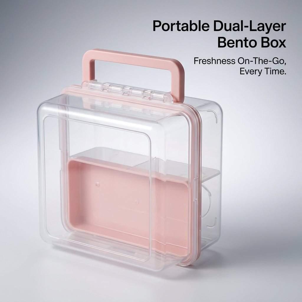 Hot Food Containers for Adults, Double Layer Lunch Box with Compartments, Microwave Bento Outdoor Dining Container