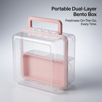 Hot Food Containers for Adults, Double Layer Lunch Box with Compartments, Microwave Bento Outdoor Dining Container