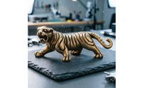 Exquisite Craftsmanship Brass Tiger Figurine Finely Detailed Solid Copper Tiger Statue Unique Gift Solid Brass Creature Sculpture Handheld Plaything for Feng Shui Enthusiasts, Collectors, Office Desk, Bookshelf, Car Dashboard