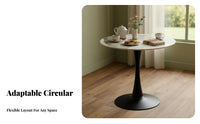 5 Pieces Modern Design circular table with 4 Shell Chairs Sturdy Construction Household Furnishing Ergonomic supportrest for Business Owners, Apartment Dwellers, Reception Area, Meeting Room, Small areas, Kitchen