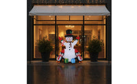 Eye-Catching Inflatable Snowman with Penguins Stable Snowman with Top Hat Giant Yard Decoration Reusable for Lawn