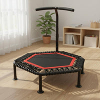 Hexagonal Mini Trampoline Adjustable Handlebar Kids Trampoline with Handle Indoor Young Child Coil Toy Stable Frame for Home Use