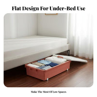 Rolling Storage container with casters Underbed Container low-height Design Household Organizer for Homeowners, College Students, Under Bed, Bedroom, Closet
