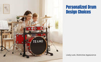 Portable Drum Kit, 5-Drum 4-Cymbal, Double-Sided, Practice Set