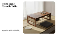 Space-Saving Solid Wood Tatami Table Multi-Functional Tatami Sitting Table Strong Load-Bearing Foldable Low Profile Desk Easy to Clean for Apartment Dwellers, Renters, Students, Balcony, Small Apartments, Living Room, Bedroom