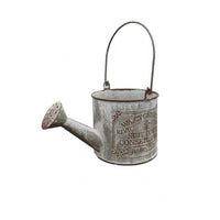 Distressed Green Watering Can Planter Matte Finish Vintage Metal Planter Frosted Look Vintage Watering Can Embossed Lettering