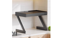 microwaves Oven Rack with Drawer Multi-Functional 2 Tier Kitchen Shelf Expandable Z-Shaped Appliance Stand for Pantry
