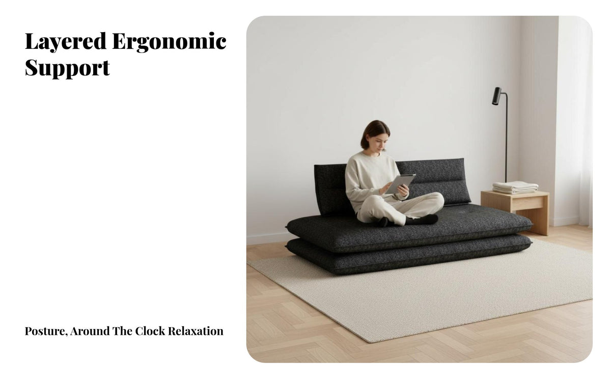 Space-Saving transformable Mattress Sofa Reclining Upholstered Fold-expandable Bed Modern aesthetic Multi-Use Furniture Foldable for Apartment Dwellers, Students, Homeowners, Small Spaces, Living Room, Lounge Area, Office