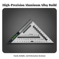High Precision Adjustable Angle Ruler Easy to Read Scale Multifunctional Triangle Ruler CNC Machined for Woodworkers, Workshop, Construction