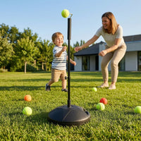 Stable Tennis Practice Aid with Adjustable Pole Portable Tennis Practice Aid with Weighted Base for Beginners, Students, Backyard, Home, School Court