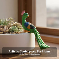 Realistic Design Small Peacock Ornament Lifelike Appearance Mini Peacock Figurine Detailed Craftsmanship for Micro Landscape, Potted Plants