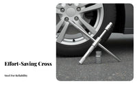 Foldable Design Cross Lug Wrench High Rotational Force 4 Way Folding Lug Wrench Heavy Duty Steel for DIY Enthusiasts, Roadside Emergency
