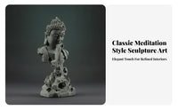 Carved Details Buddhist Figurine Gray Finish Buddha Statue Long-Lasting Tabletop Statue Aquarium-Safe