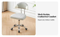 Height Adjustable Armless Low-Back Roller Chair Five-Star Base Armless Rolling Stool Thick Cushion Swivel Seat Space Saving for Students, Home Users, Adults, Study Room, Small Areas, Bedroom, Vanity