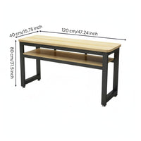 Classroom Table and Stool Set Rounded Corners Double Pupil Study Desk Stable Construction 2 Person Student Desk with Shelf for Home Office, Playroom