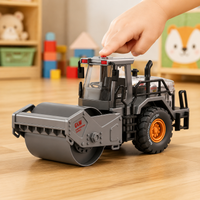 Road Roller Car Toy Construction Vehicle Alloy Large Mini Car Inertia Drive 4-6 Years Old Boys Birthday Present