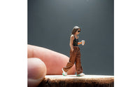 Holding Coffee Cup Woman Statue Collectible 1:64 Scale Resin Figure High Detail Walking Woman Figure for Collectors, Diorama, Desk Display