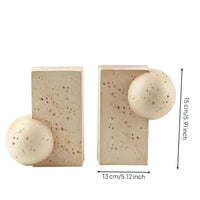Sculptural Bookends Stone-Look Geometric Bookends Beige Book End Set for Readers, Bookshelf, Study Desk, Office