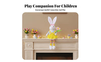 Beaded Leg Bunny Stuffed Toy Pastoral Design Easter Bunny Stuffed Toy Cute Design Spring Hare Shelf Sitter for Tiered Tray, Mantel, Bookshelf