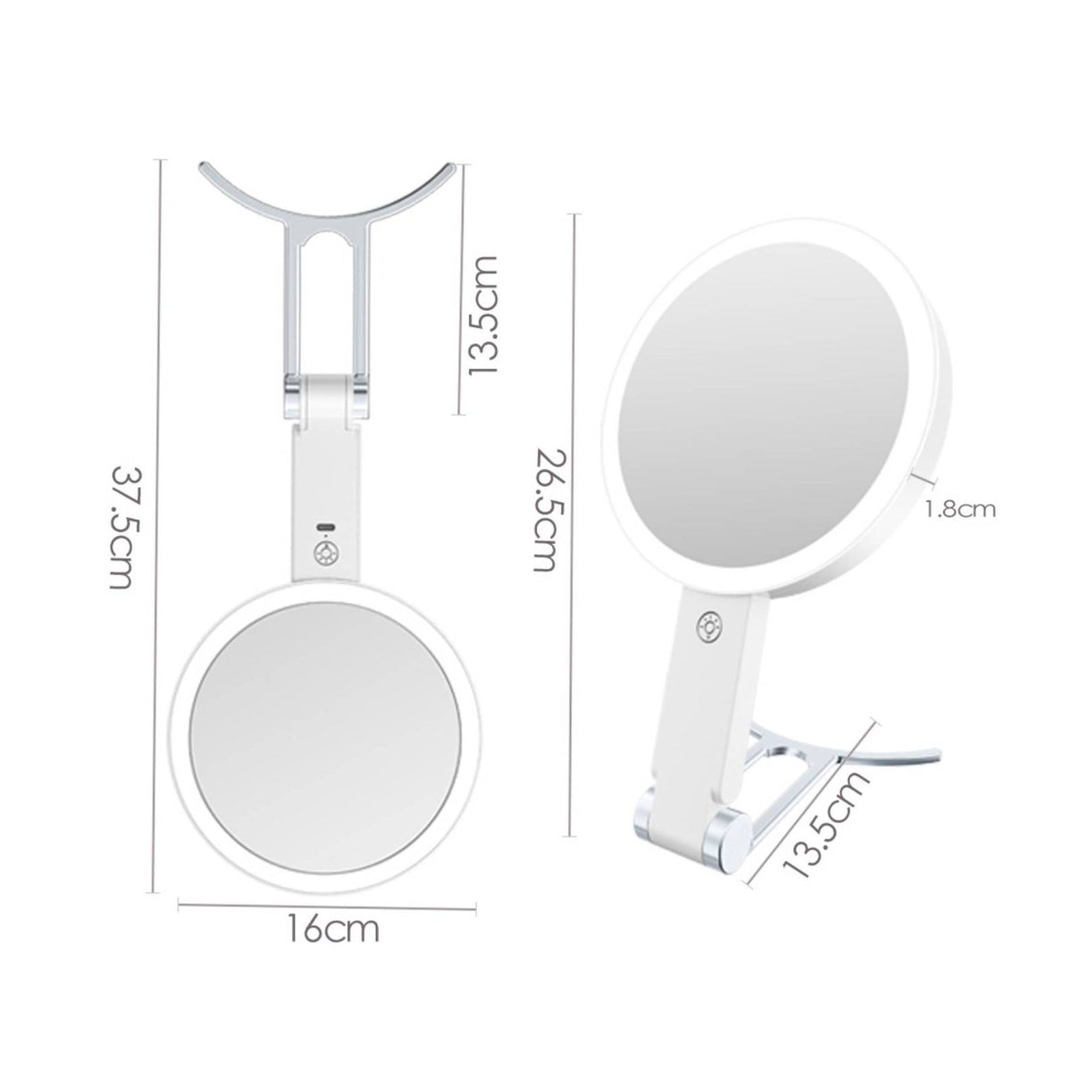 3-Color Light LED Makeup Mirror Adjustable Brightness Double-Sided Lighted Mirror Dimmable Beauty Tool Foldable for Dressing Table, Bedroom, Travel