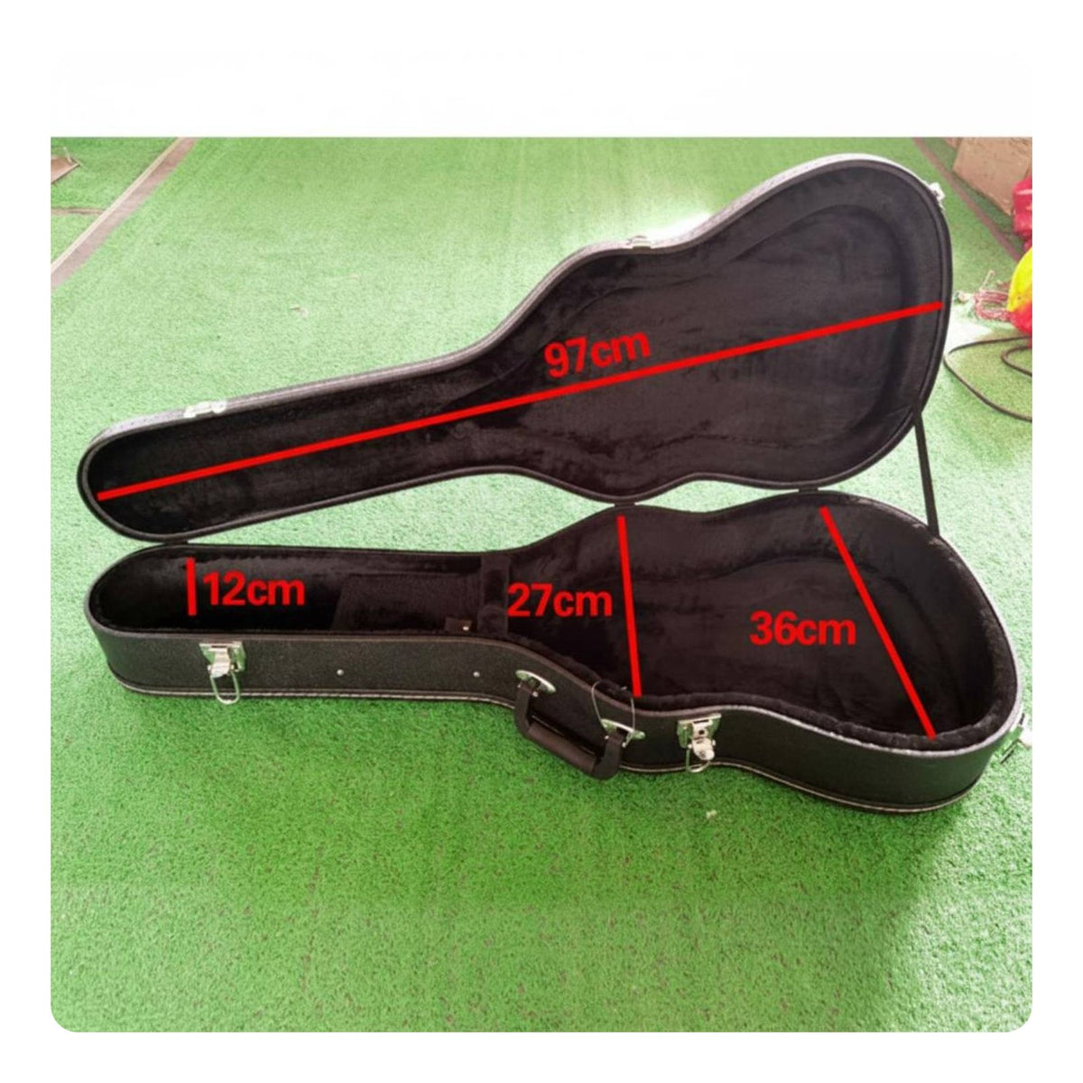 36 Inch Guitar Case Domed Top Wood Guitar Case Ergonomic Handle Instrument Storage for Travel