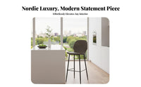 Modern design Upholstered Counter Stool with Backrest Minimalist Design Bar Chair Padded Seat Seating Furniture Integrated Footrest for Restaurant Owners, Interior Designers, Cafe, Bistro, Kitchen Island, Dining Room