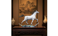 Horse Figurine Ornamental Horse Statue Sculptural Figurine with Undulating Base for Art Lovers, Office