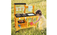 Wooden Mud Play Kitchen Stand Grill Section Backyard Cooking Set Wood