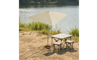 Light Beige Portable Outdoor Umbrella Silver-Coated Square Patio Umbrella Straight Pole Garden Sun Umbrella Pointed Top