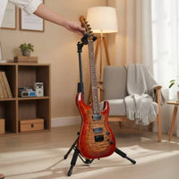 Padded Protection Gravity Lock Guitar Stand Height Adjustable Vertical Floor Guitar Holder Foldable Design Universal Instrument Stand for Stage Performance