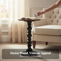 Round Pedestal Side Table Sturdy Wood Pedestal Side Table Vintage Home Styling Furnishing for Apartment Dwellers, Students, Living Room, Bedroom