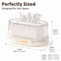Oval Acrylic Tissue Box, Transparent Removable Lid Tissue Box Holder, 24x15x11.5cm Desktop Tissue Box Cover for Living Room, Office