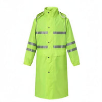 With Hood Reflective Safety Raincoat Heavy Duty High Visibility Rain Coat Long-Lasting Long Raincoat Wear-Resistant for Workers, Construction Sites, Commuting