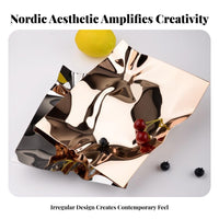 Irregular Stainless Steel Fruit Plate Multi-Functional Nordic Design Metal Centerpiece Tray Wavy Mirrored Finish Storage Dish